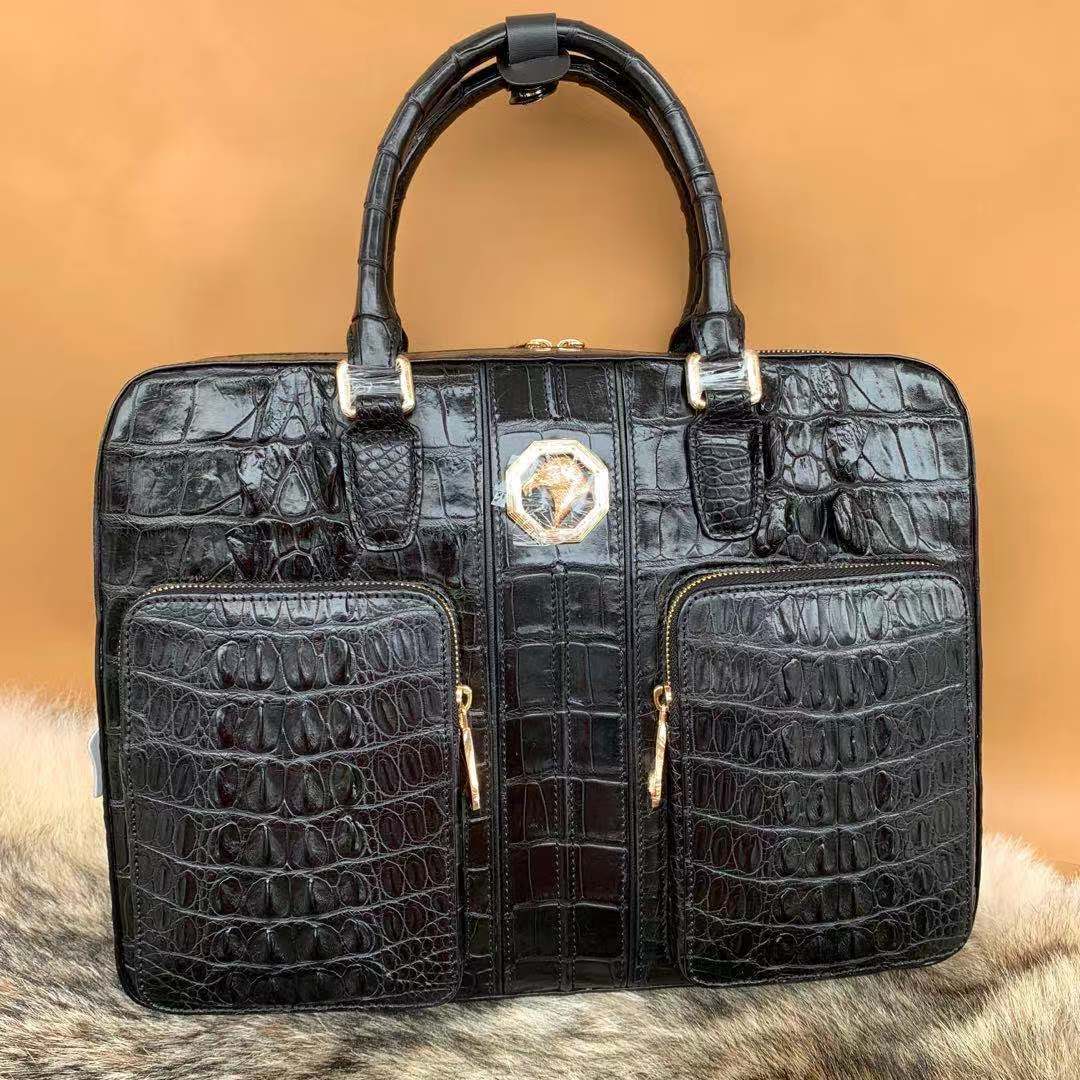 鳄鱼皮男包真皮手提包男士包包单肩商务奢侈品公文包电脑包大容量