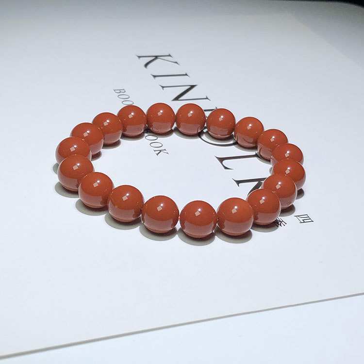 厂家直销蒙料天然南红手链柿子红男女款原矿玛瑙南红手链批发