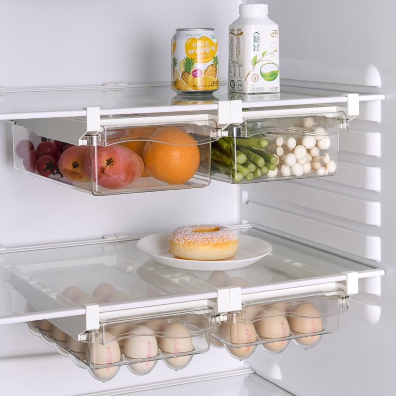 Kitchen Drawer-Styled Refrigerator Storage Box Household Fruits and Vegetables with Bracket Hanging Egg Storage Box Transparent Food Preservation Box