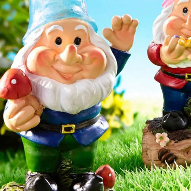 外贸欧式创意新款 led太阳能灯小矮人精灵园林家居树脂工艺品摆件