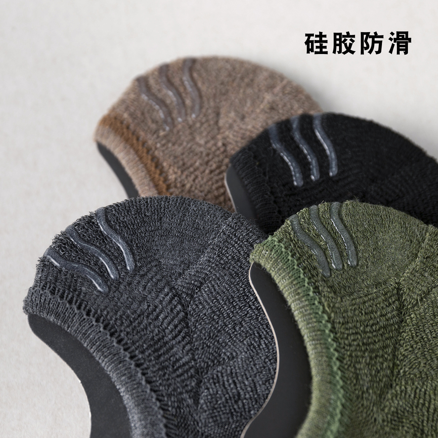 Men's Towel Bottom Ankle Socks Solid Color Silicone Non-Slip Deodorant Pure Cotton Socks Spring and Summer plus Size Low Top Invisible Socks