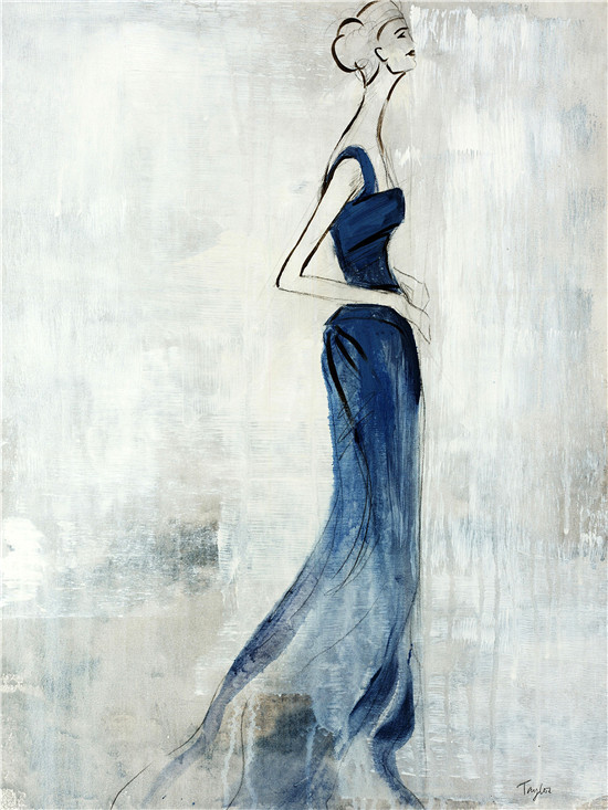 北欧现代人物美女水墨艺术抽象玄关装饰画客厅卧室无框画芯油画