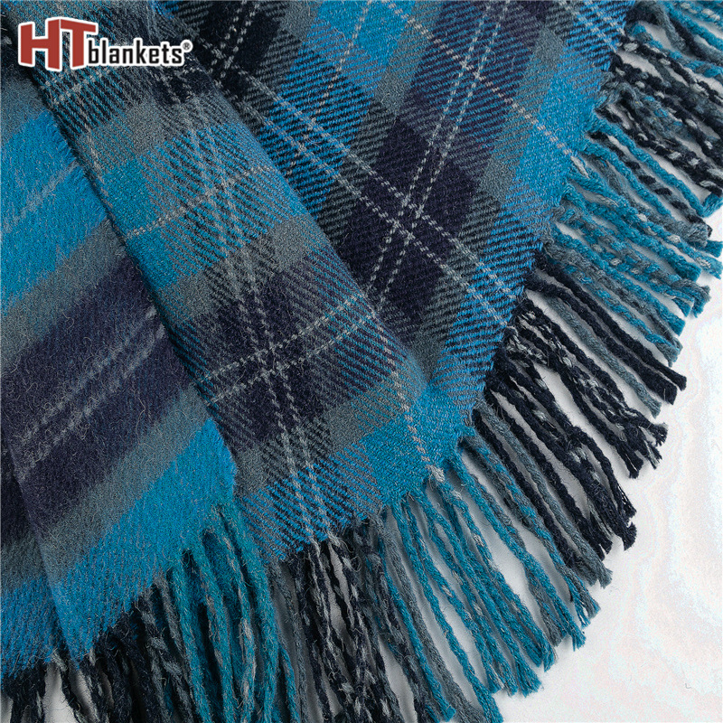 Autumn and Winter New Thickened Blue Plaid Scarf Shawl Sofa Blanket