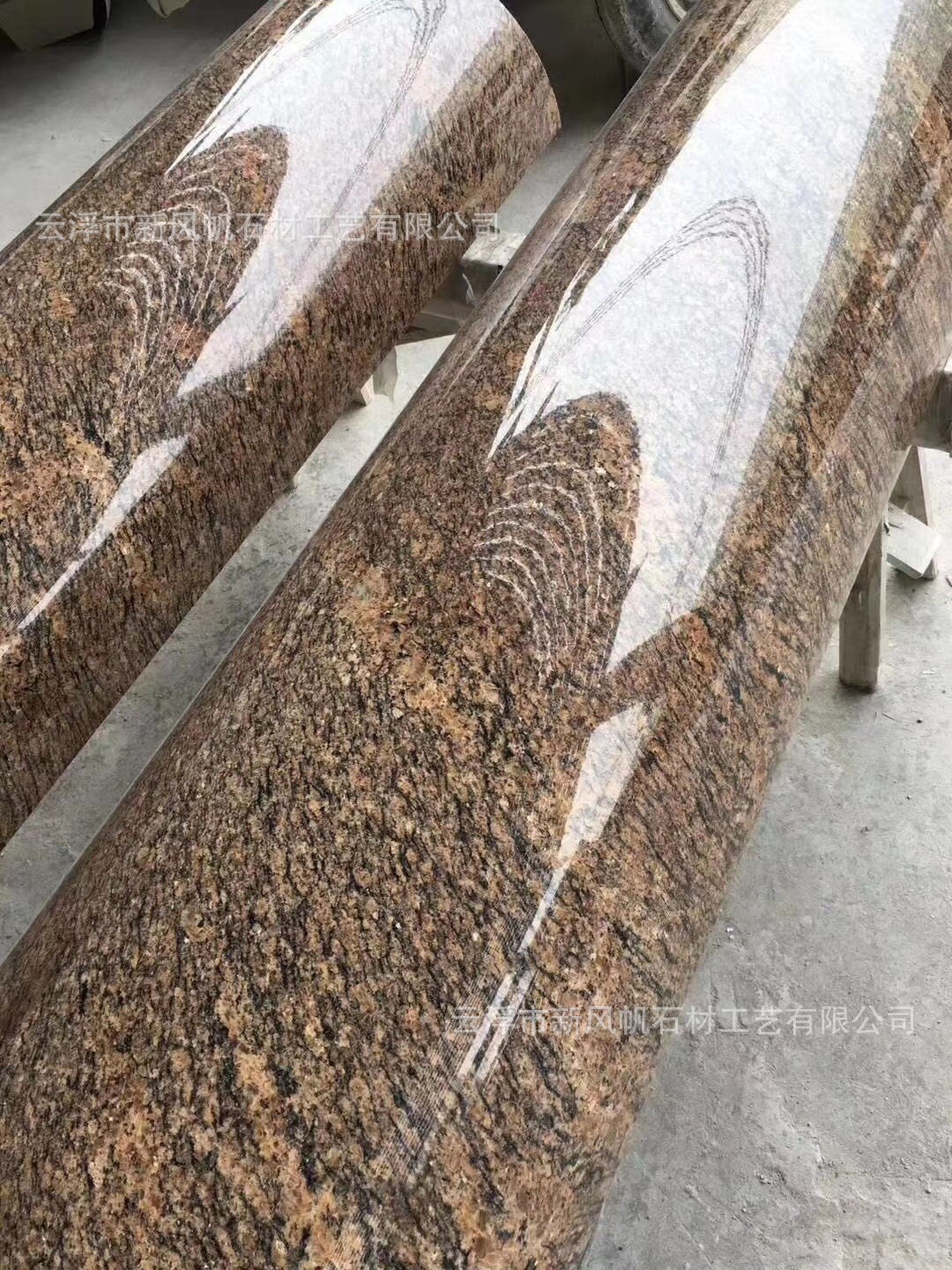 厂家定做 加州金麻圆柱 花岗岩空心圆柱 石材罗马柱 云浮石材批发