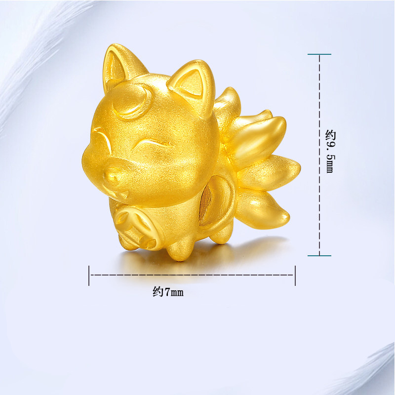 999银九尾狐 素银仿黑黄金色九尾妖狐珠 银diy手串散珠