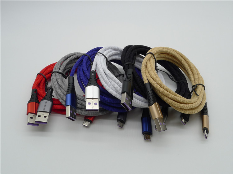 跨境电商新款3a线材编织数据线 2米micro数据线 v8安卓手机传输线