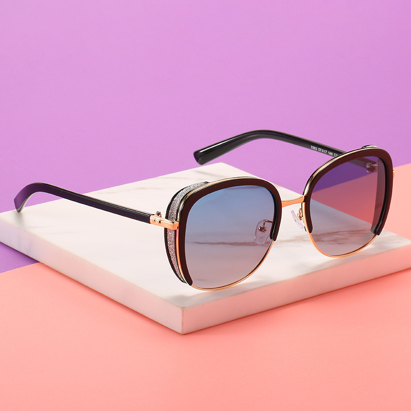 2020新款偏光金属半边框贴纸时尚太阳镜欧美潮流眼镜墨镜网红眼镜