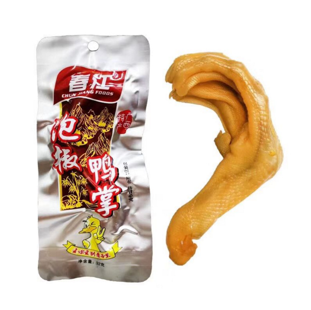广西特产春江泡椒鸭脚32g 肉类小吃鸭爪香脆泡椒鸭掌零食 批发