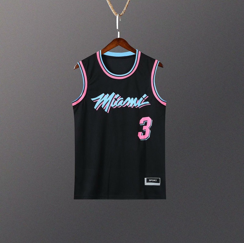 热火队城市版3号韦德球衣单件比赛训练篮球服运动球衣印字号logo