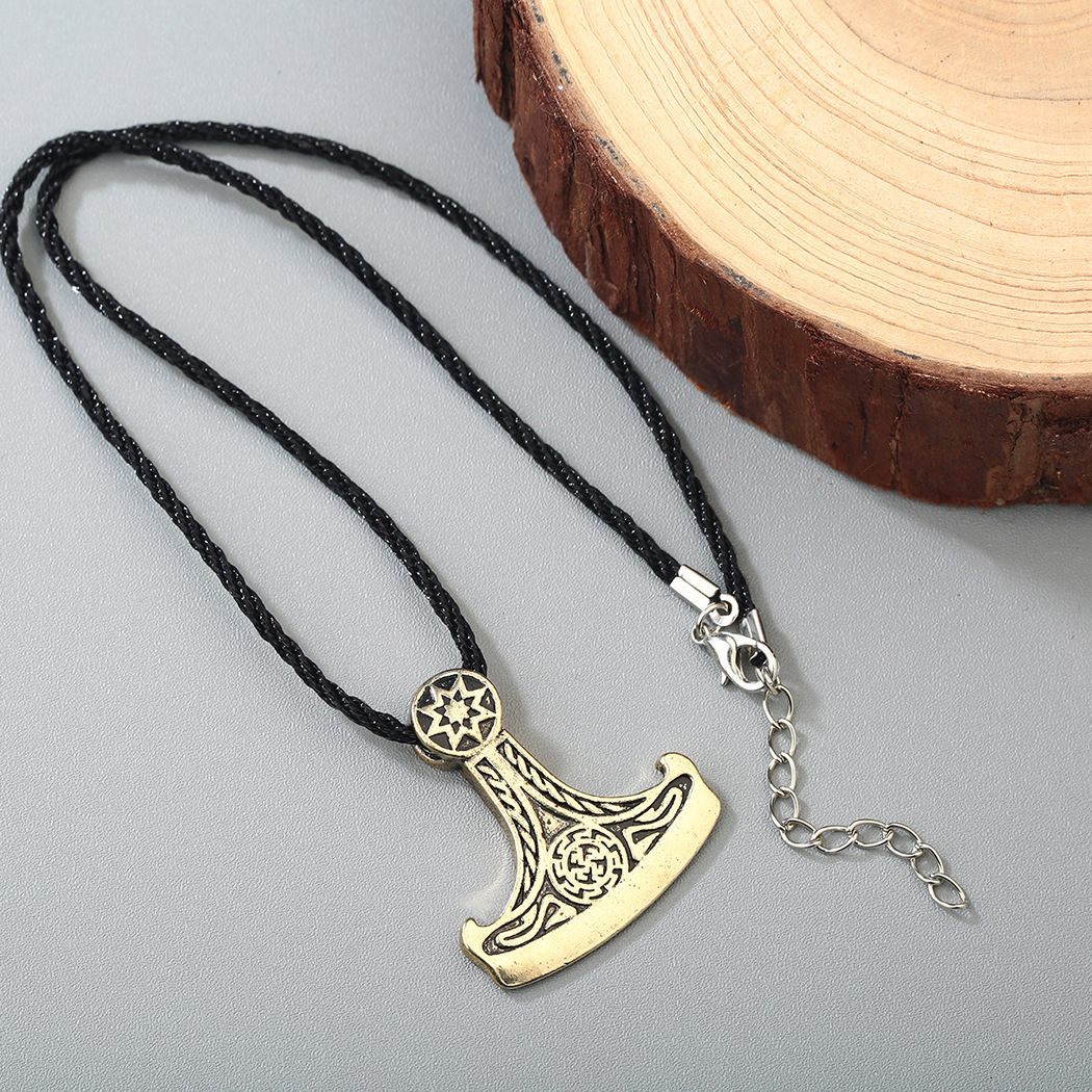 cxwind 斧头形状吊坠项链 复古古银色男士斯拉夫吊坠项链