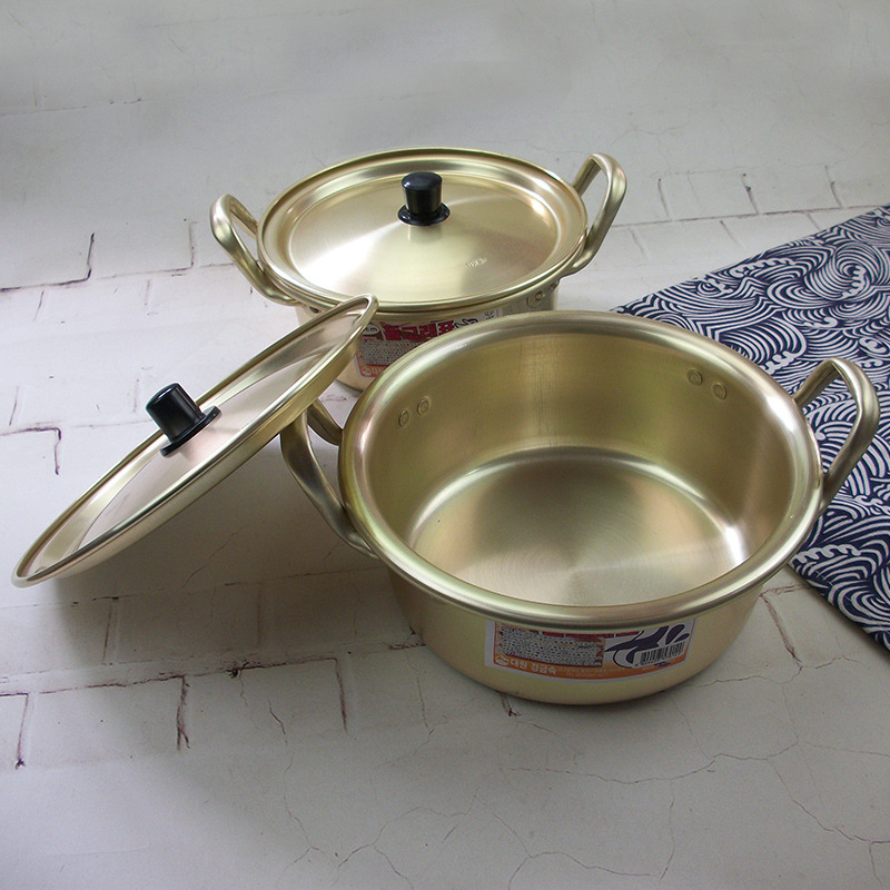 韩国原装进口拉面锅泡面锅黄铝锅煮方便面明火用锅16,18,20