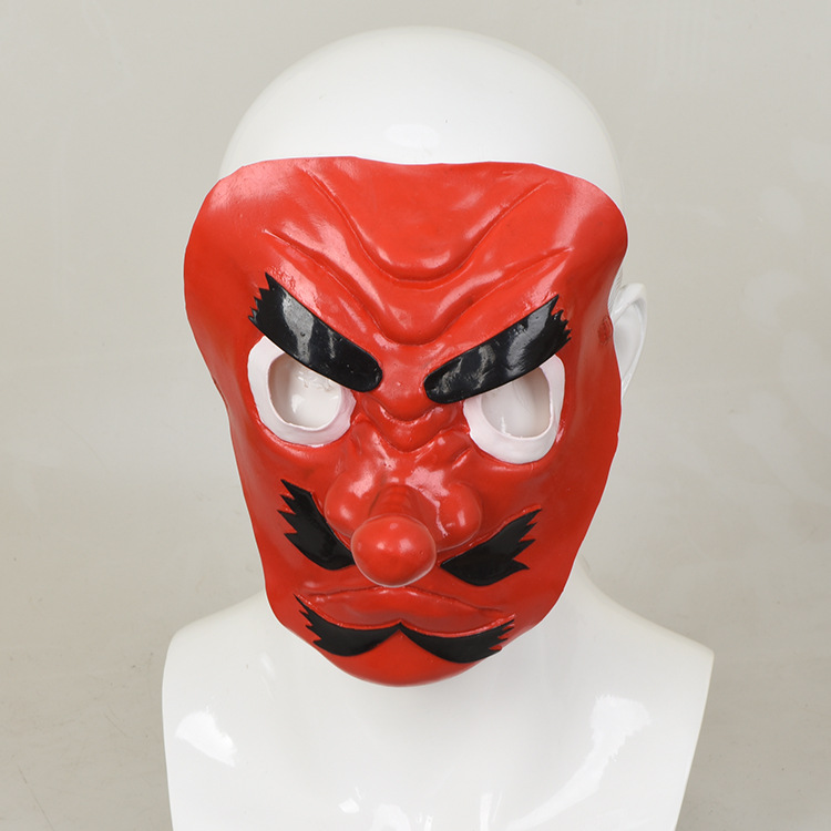 天狗面具万圣节乳胶日本武士般若半脸面具化妆舞会搞怪道具批发