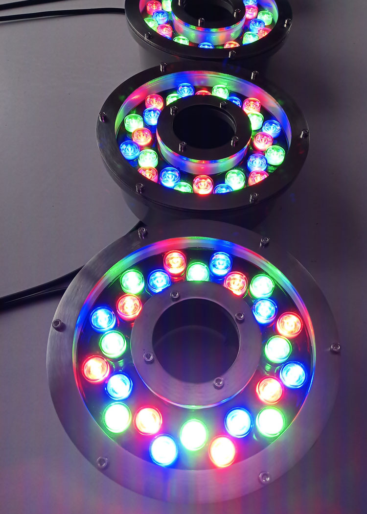 厂家批发圆形大功率中孔水底灯七彩rgb水下涌泉灯不锈钢led喷泉灯