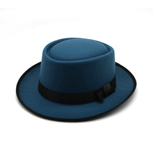 欧美英伦风黑丝带圆顶弯檐礼帽纯色凹凸绅士潮帽卓别林同款汉堡帽