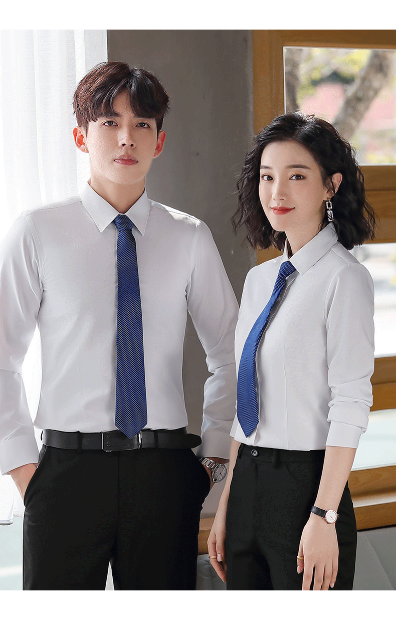 长袖男女职业装同款衬衫商务工装银行上班工作服定制正装衬衣logo