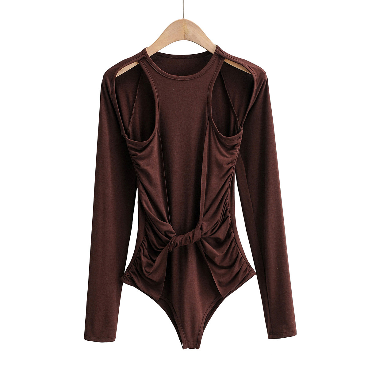 秋冬新款欧美女装时尚明星同款露肩镂空长袖连体衣l1628