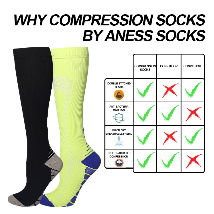 Leg Shaping Compression Stockings Women's Yoga Sports Compression Socks Cross-Border Marathon Running Socks Calf Length Socks Stretch Socks