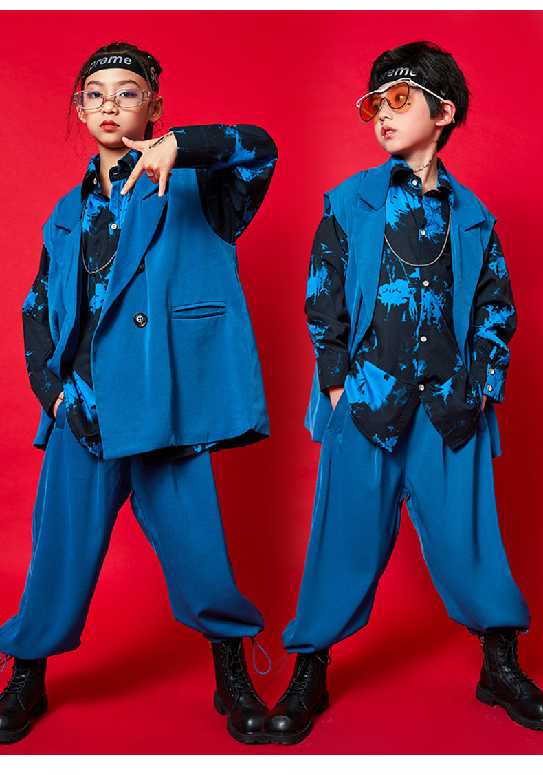 少儿童街舞套装男童嘻哈hiphop帅气六一舞台走秀女童爵士舞演出服