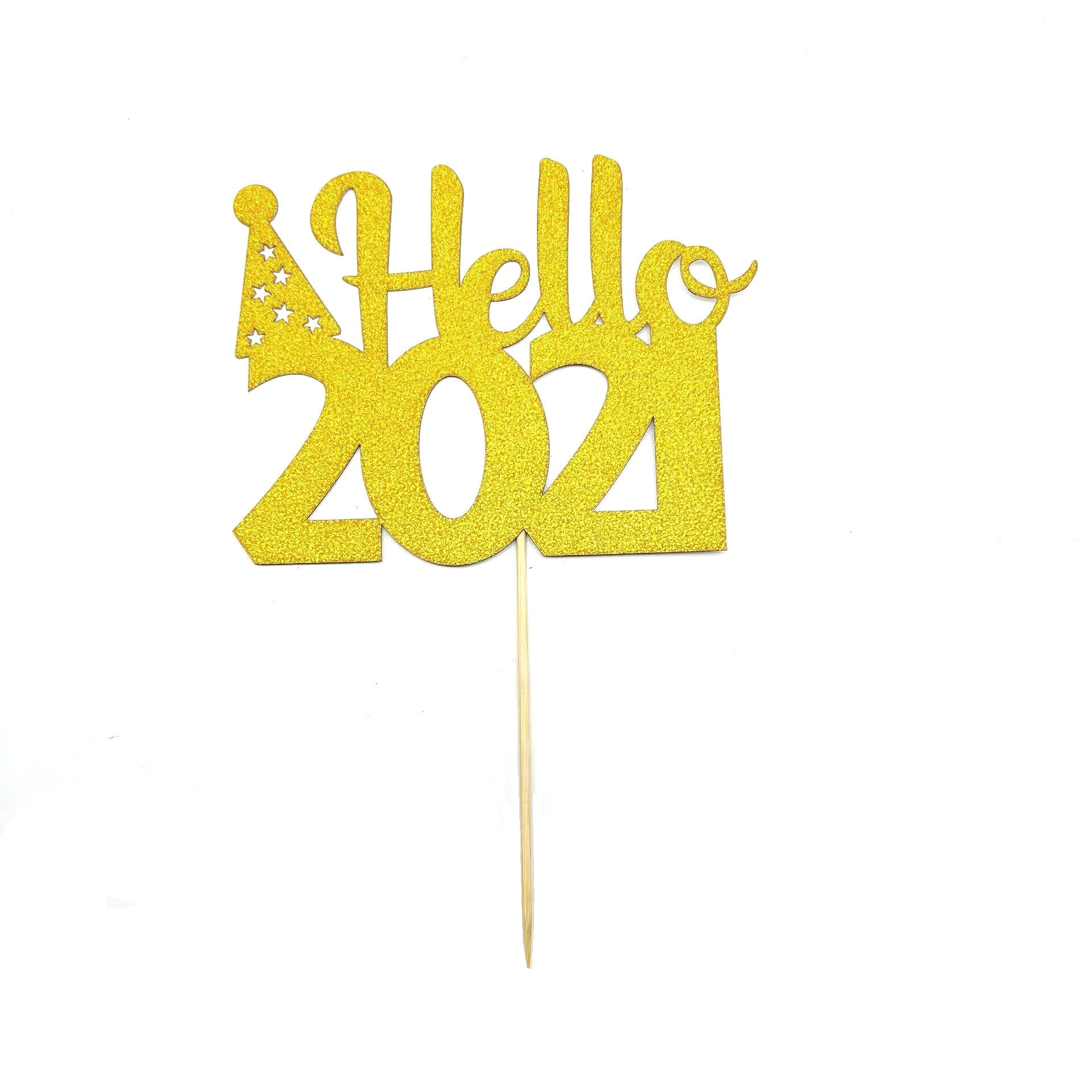 跨境hello 2021新年蛋糕插牌 新年年会主题派对装饰横幅拉旗定制