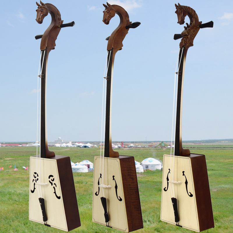 厂家直销蒙古马头琴乐器 专业演奏黑檀指板 虎皮纹龙马双头马头琴