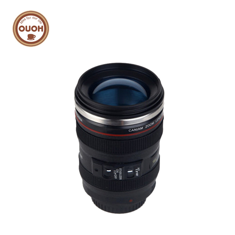Creative Camera Lens Cup Water Cup Camera Lens Cup 6 Generation Black and White Stainless Steel Coffee Cup