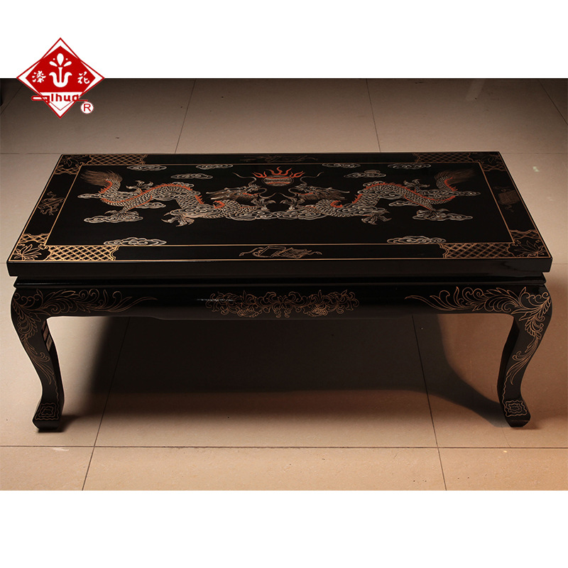 扬州漆器厂厂家销售彩绘漆艺炕桌边几制作尺寸可定制