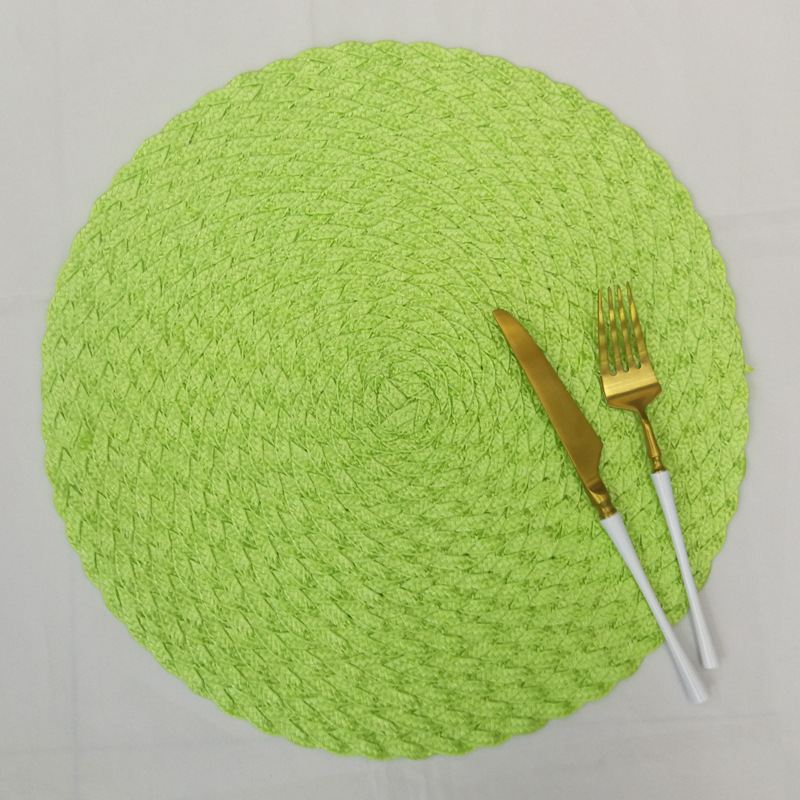 热销环保圆形编织辫子pp餐垫 酒店西餐厅加厚隔热餐桌垫杯垫 碗垫