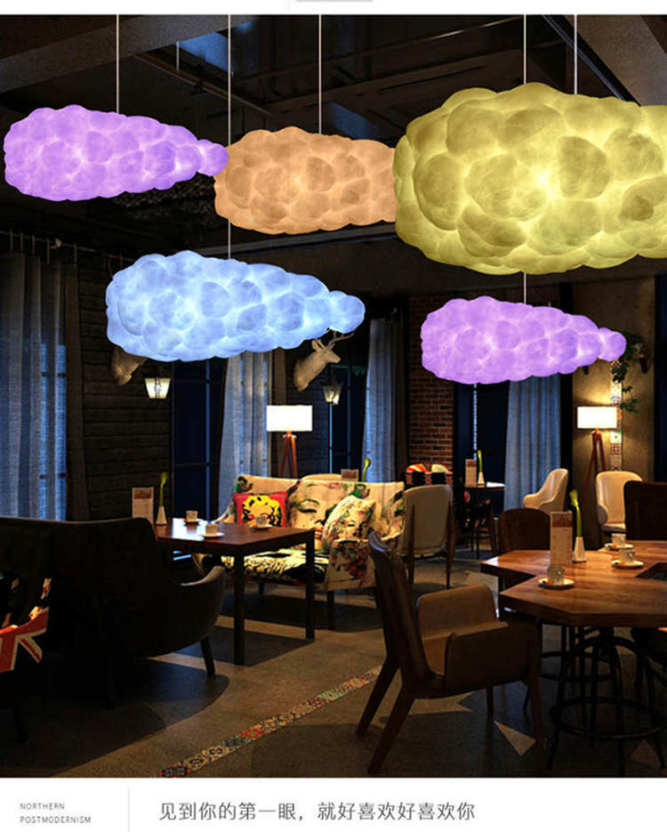 北欧后现代七彩云朵装饰灯具创意乌云灯酒店餐厅吧台浪漫吊线灯