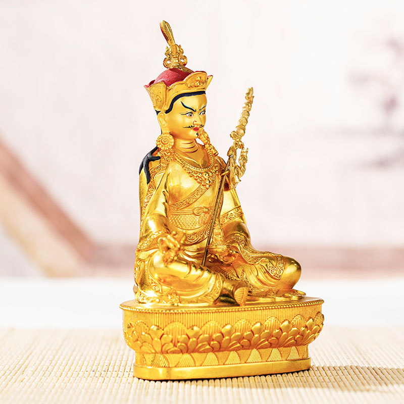 铜莲花生大士佛像鎏金佛像藏传佛用品5寸莲花生佛像供佛摆件