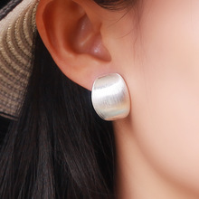 个性S925纯银耳扣复古民族风手工磨砂拉丝耳环耳饰品新款女士礼物