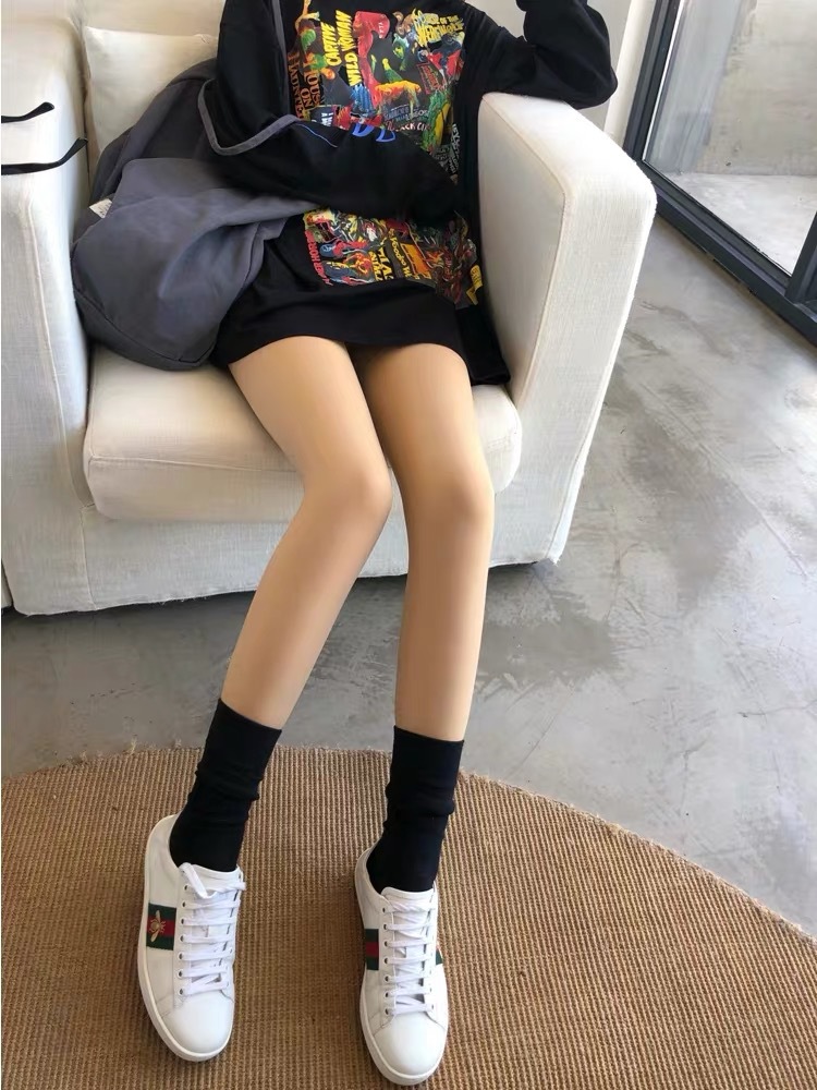 新款单层光腿神器一体光腿袜女秋冬加绒踩脚连脚裸感加厚打底袜