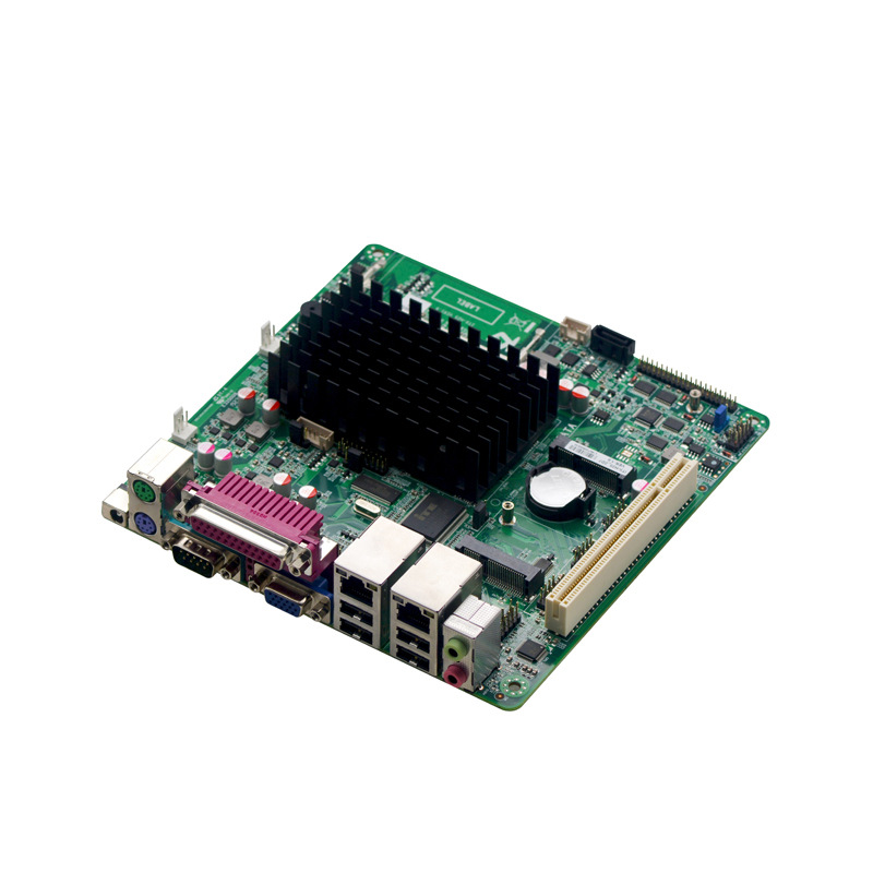 玖华 深圳厂家直销全新集成d2700无风扇双网pci 6串口工控itx主板
