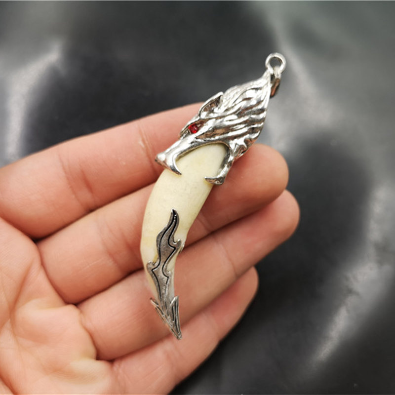 玛瑙巷狼狗牙吊坠藏银镶嵌男女款狼牙吊坠挂件