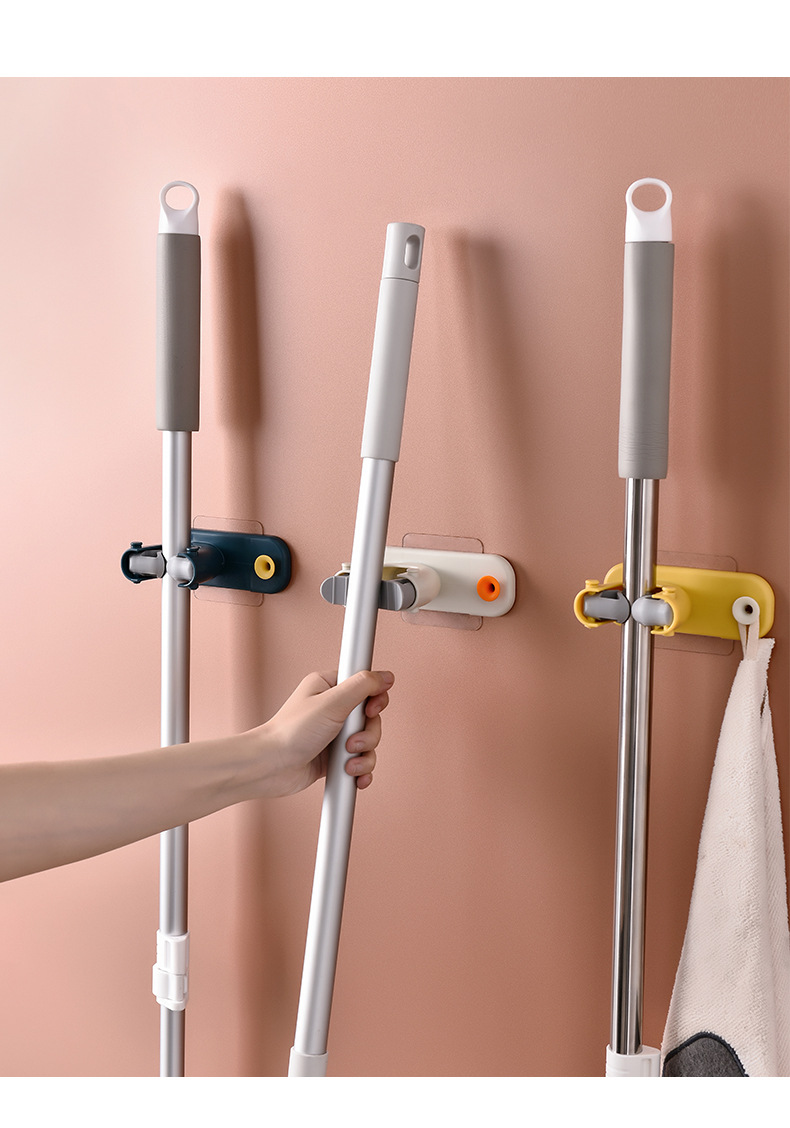 免打孔拖把挂钩强力粘贴壁挂家用无痕收纳拖把夹浴室挂拖把架神器