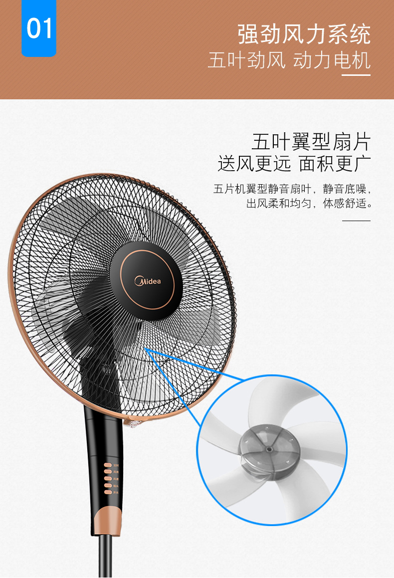 midea/美的 电风扇落地家用定时遥控立式大风力循环电扇fs40-13gr
