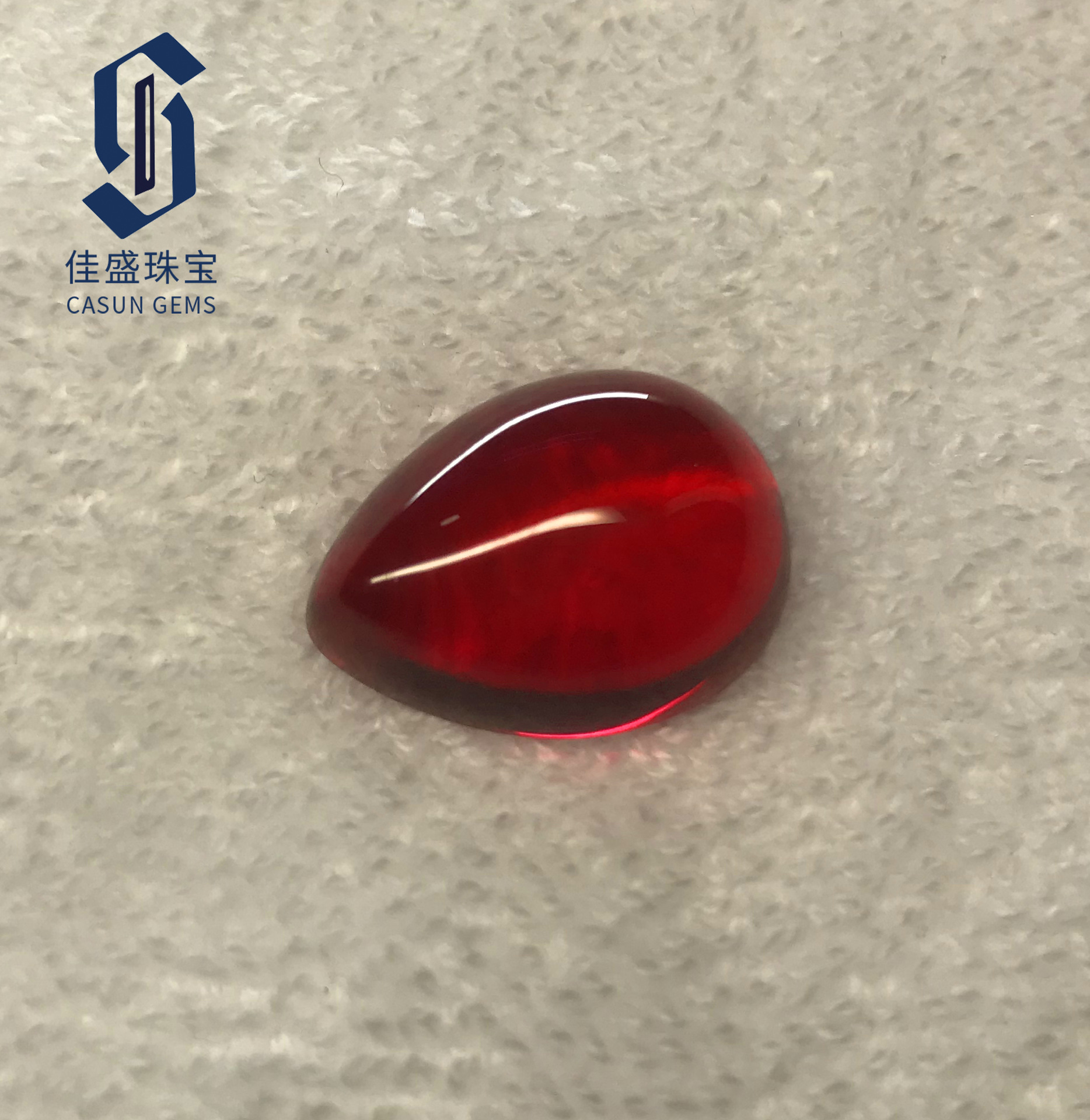 厂家直销5号红刚玉梨形戒面素面裸石人造合成红宝石