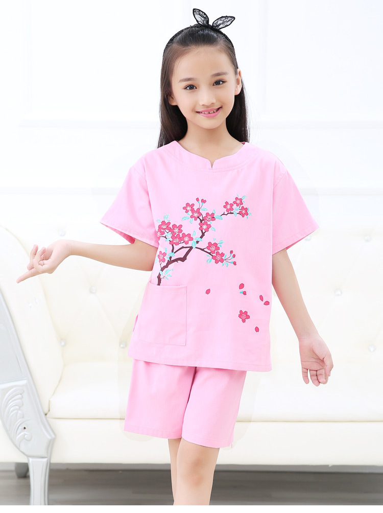 合逸衣 纯棉儿童汗蒸服 中国风亲子桑拿浴服 男女童小孩浴衣 t04