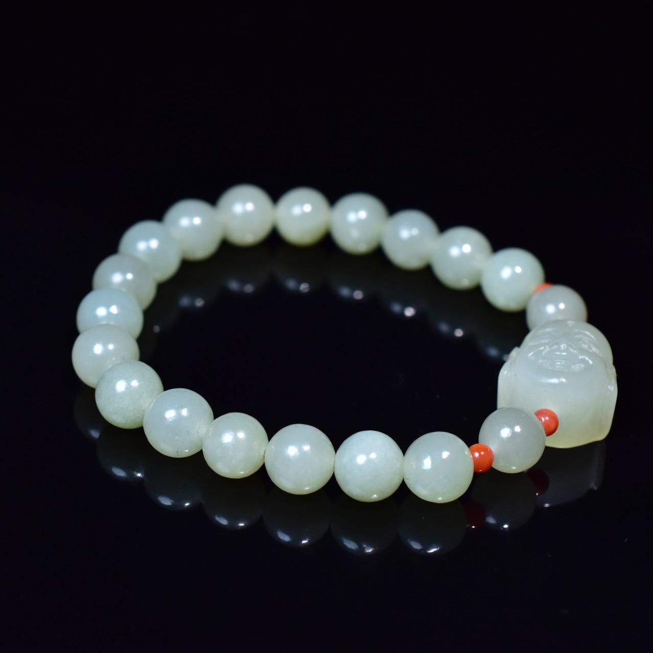 新疆和田玉且末料佛头玉石手串手链带证书一件代发