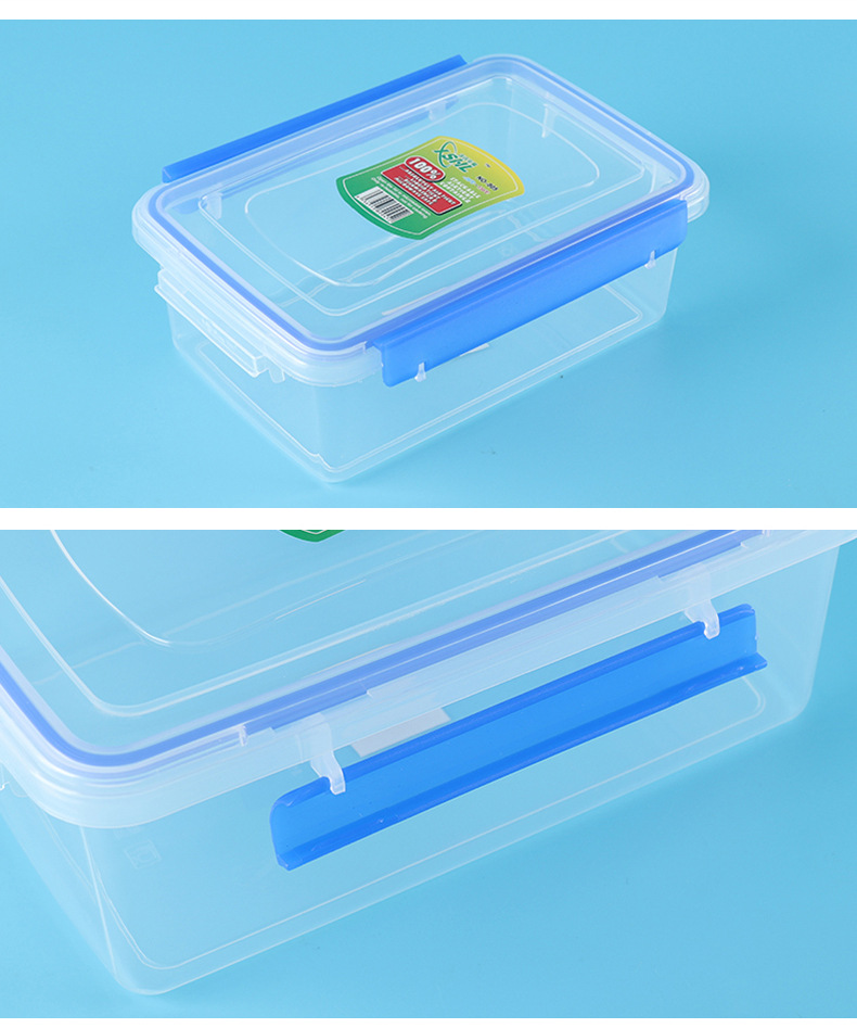 厂家直供带扣保鲜盒密封塑料盒食品包装盒子冰箱冷冻可微波收纳盒