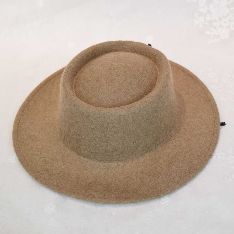 秋冬新款羊毛呢帽子男女式街头简约时尚宽檐凹顶礼帽遮阳光身毡帽