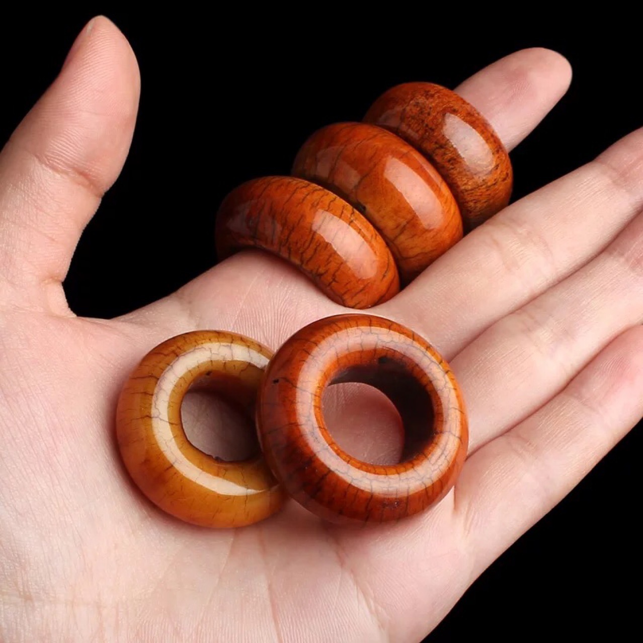 牦牛骨圈仿古做旧裂纹平安扣随形吊坠圈子diy金刚菩提佛珠配饰