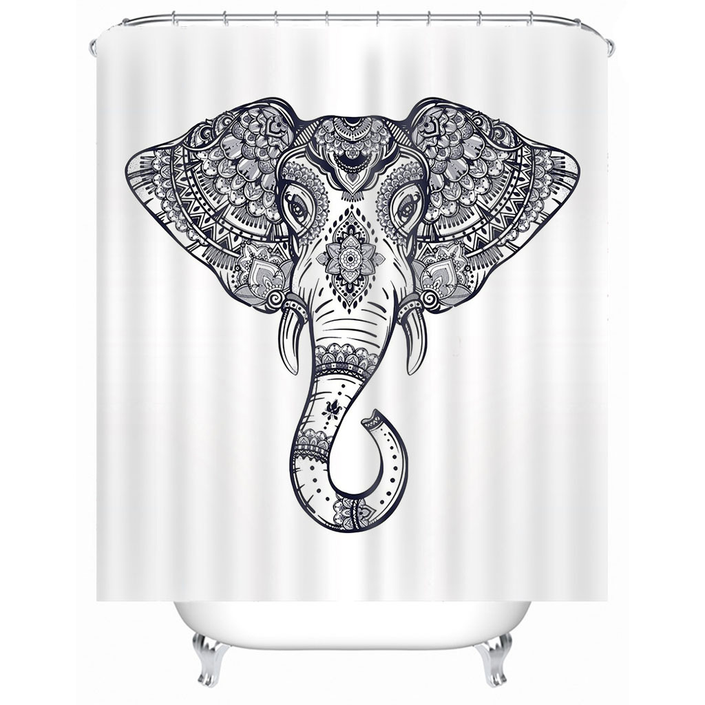 新品 拼接大象图案 卫生间 3d打印 浴室 门帘 提供数据包