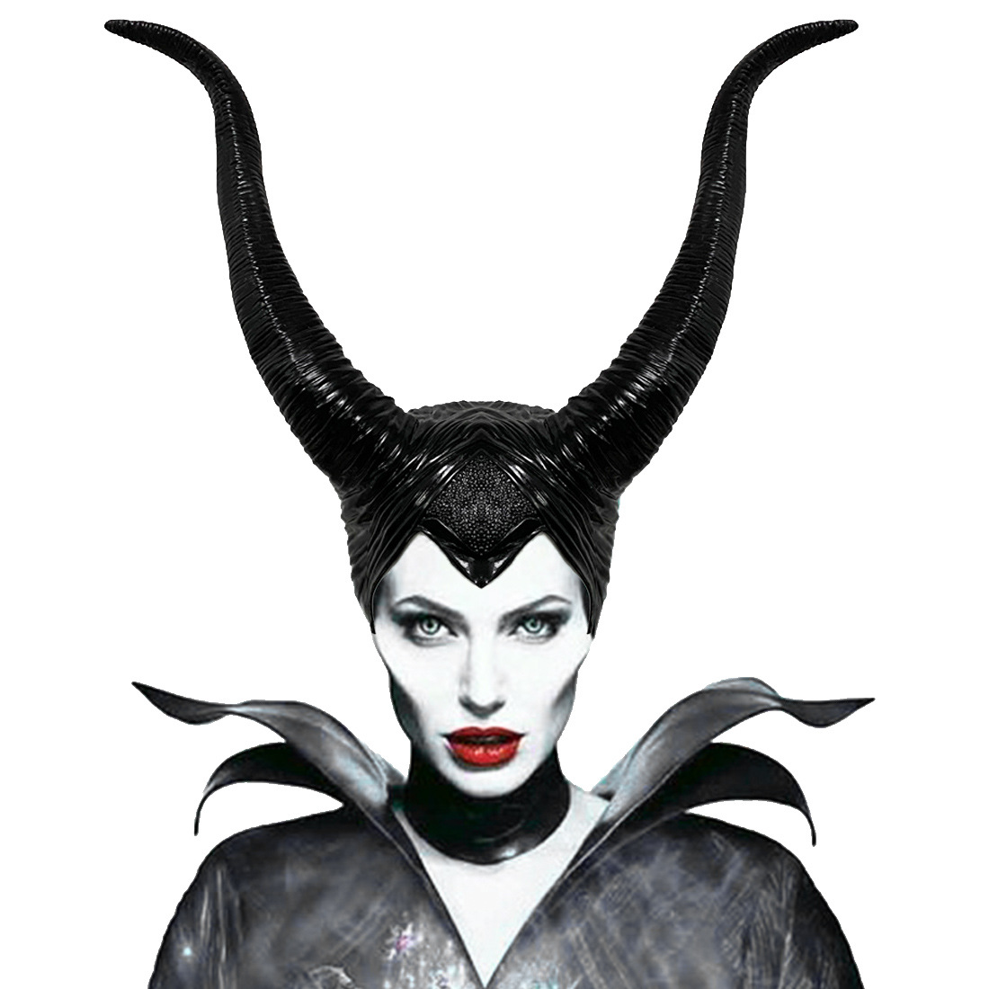 万圣节恶魔沉睡魔咒酒吧派对cos睡美人女巫道具黑色牛角头套面具