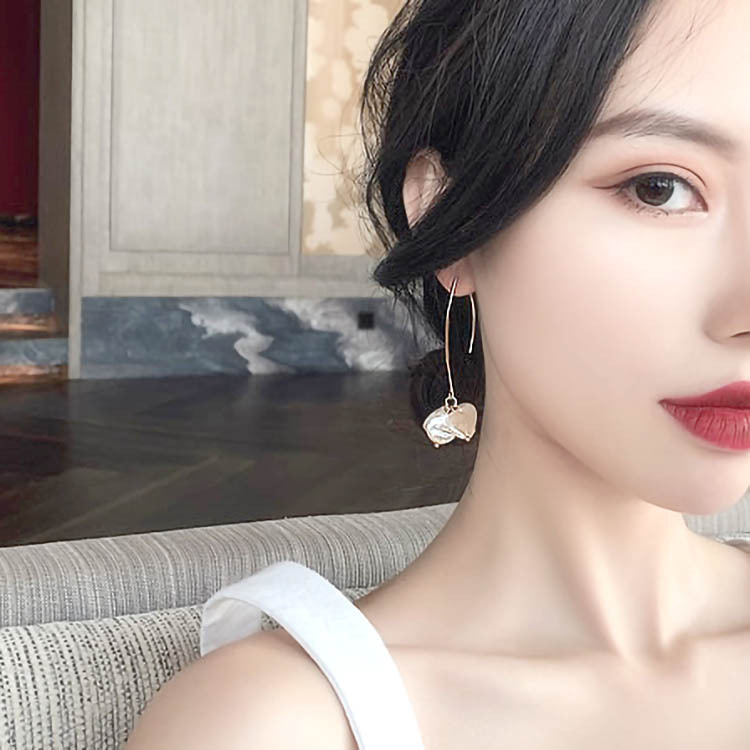 韩国气质ins网红2021春夏新款简约个性潮流贝壳珍珠长款耳环 耳饰