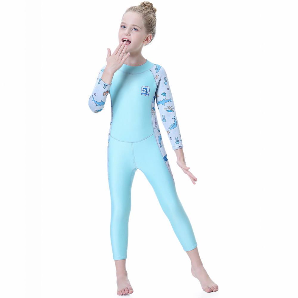 儿童潜水服2.5mm连体保暖冬泳衣女童长袖防寒浮潜冲浪水母衣r001