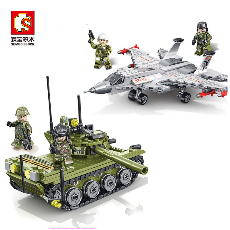 森宝105513/4铁血重装军事85坦克歼15战斗机智力拼插拼装积木玩