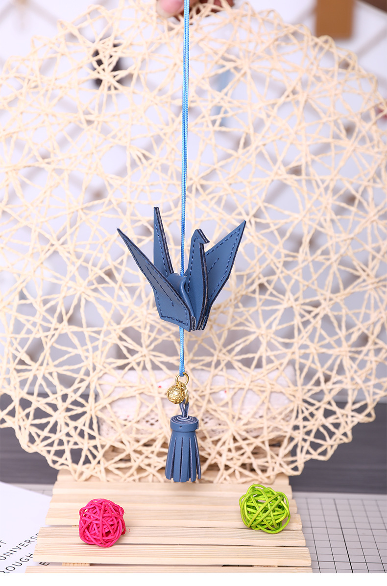 千纸鹤挂件手工自制diy材料包汽车后视镜创意挂饰网红剖层牛皮革