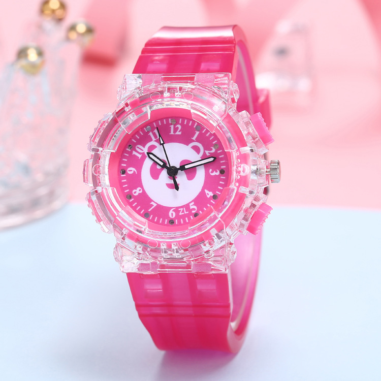 Factory Direct Sales Colorful Light LED Watch Creative Taiwan Take-out Package Panda Image Boys and Girls Quartz Watch