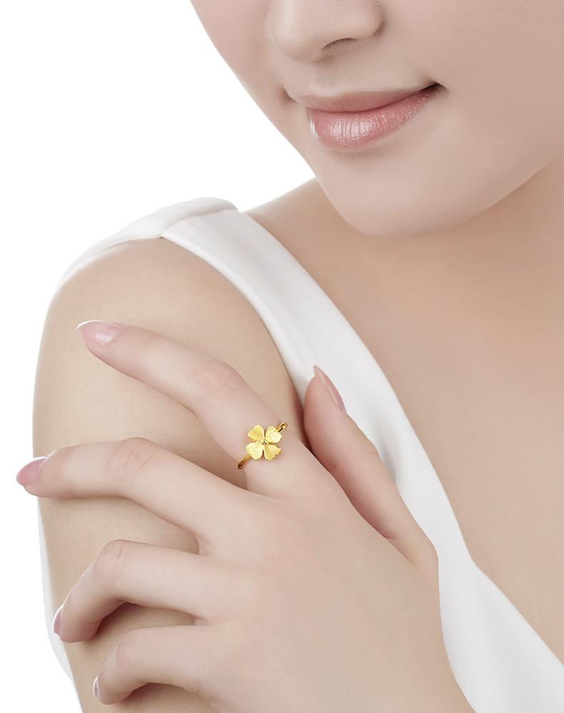 开口心形黄铜镀黄金女戒镀24k金戒指女越南沙金女士仿金戒指