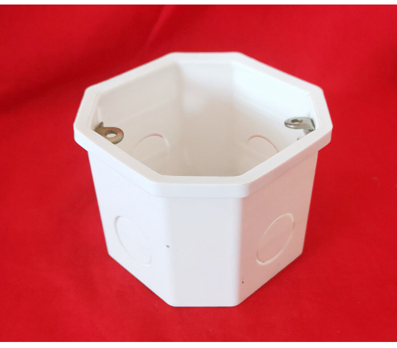 pvc86型八角盒 灯头盒预埋开关插座通用底盒 双调铁耳暗盒 布线盒